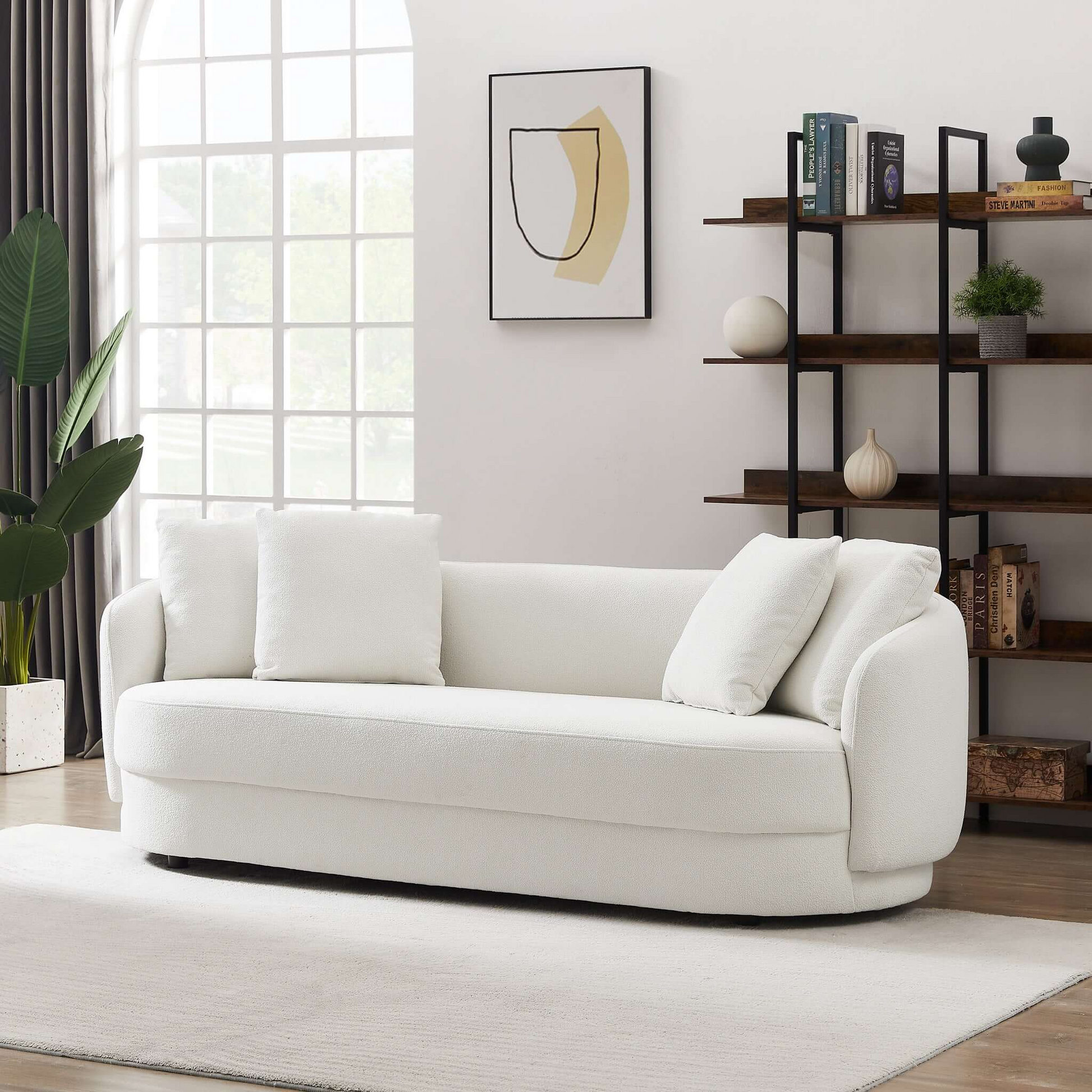 Dylan French Modern Boucle Upholstered Sofa, White