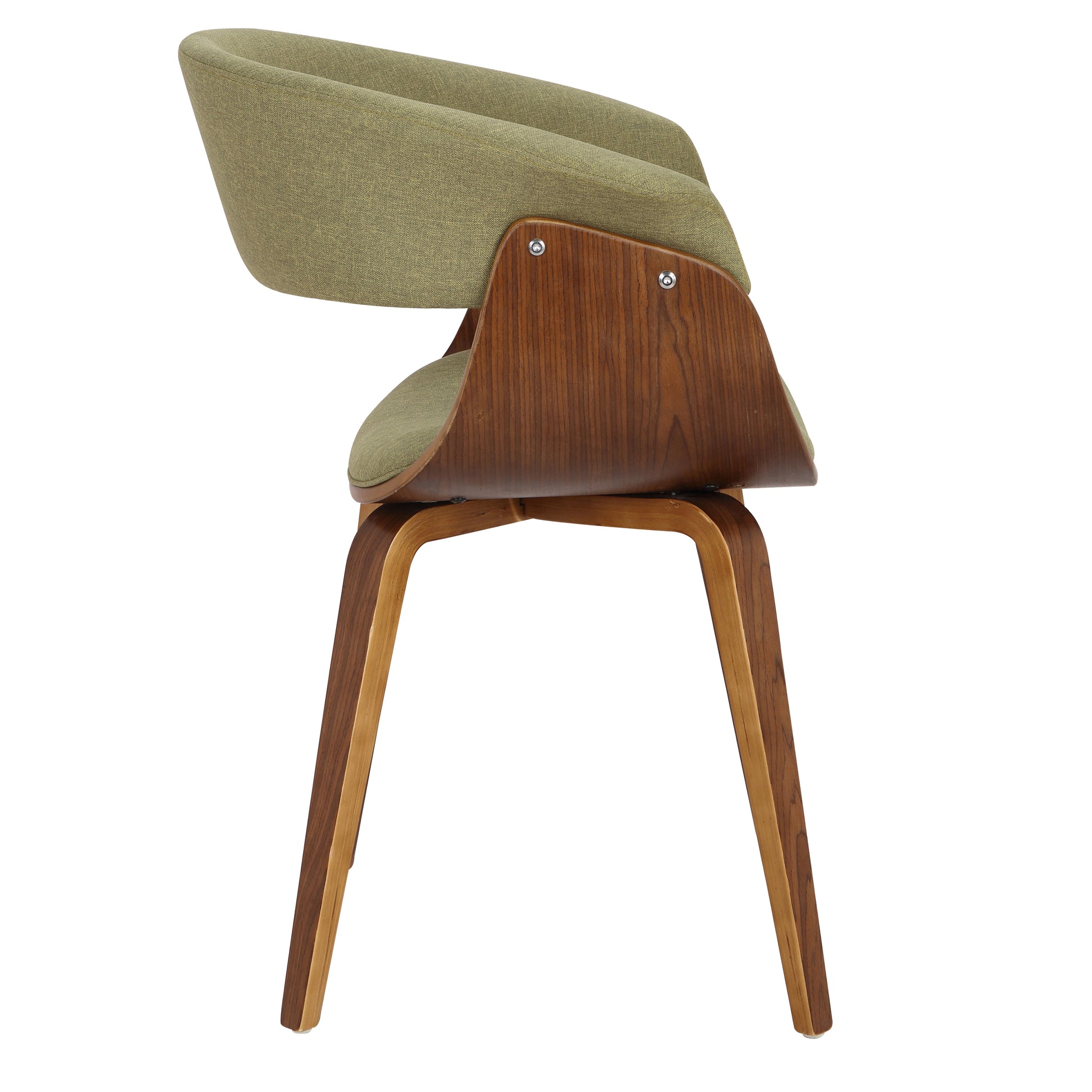 Weston Mid-Century Modern Side Chairs with Walnut Frame Set of 2 , Green