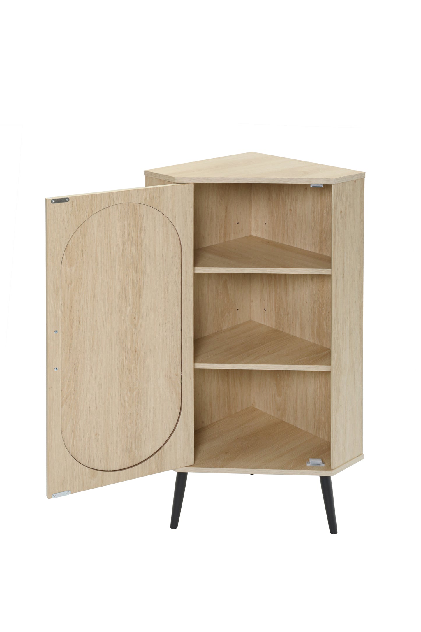 Allen Natural Finish Corner Cabinet with Rattan Fronts