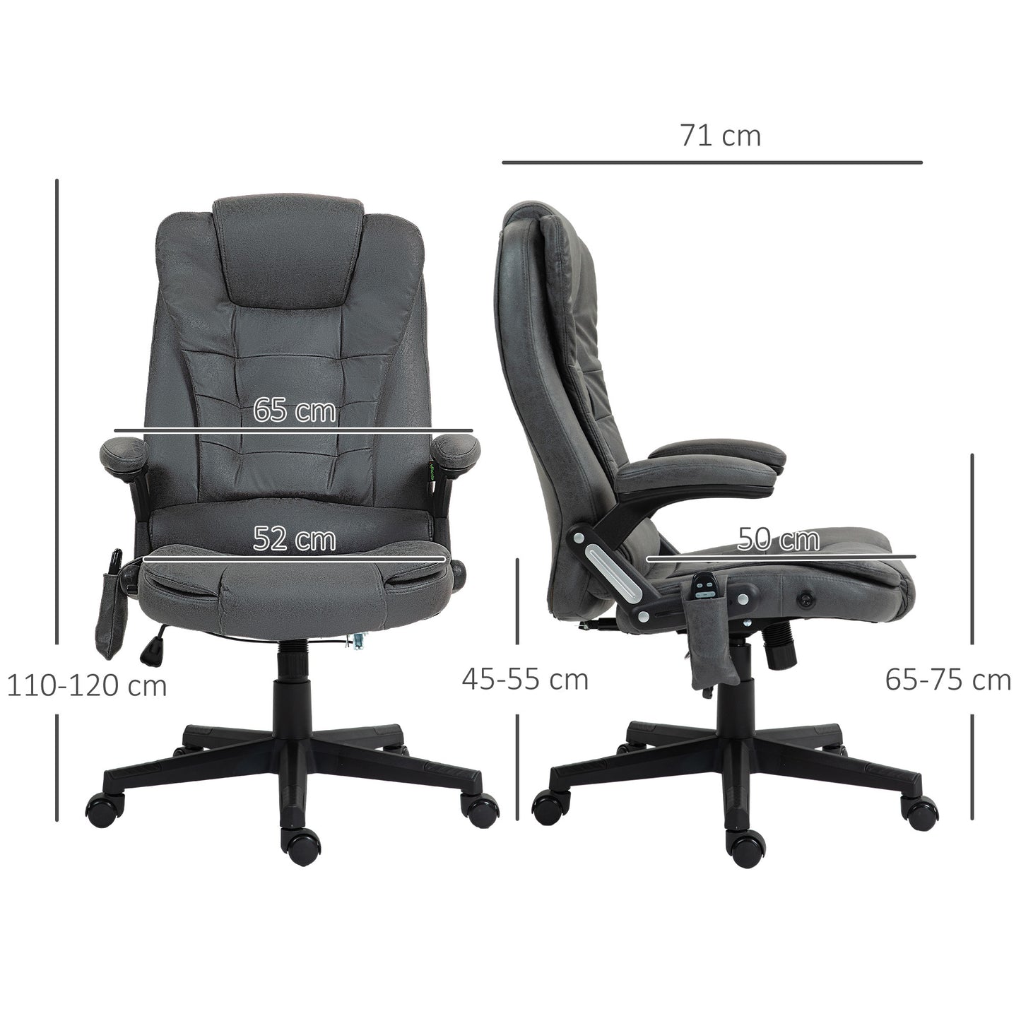 Elvina High Back Executive Office Chair with Massage & Head, Gray