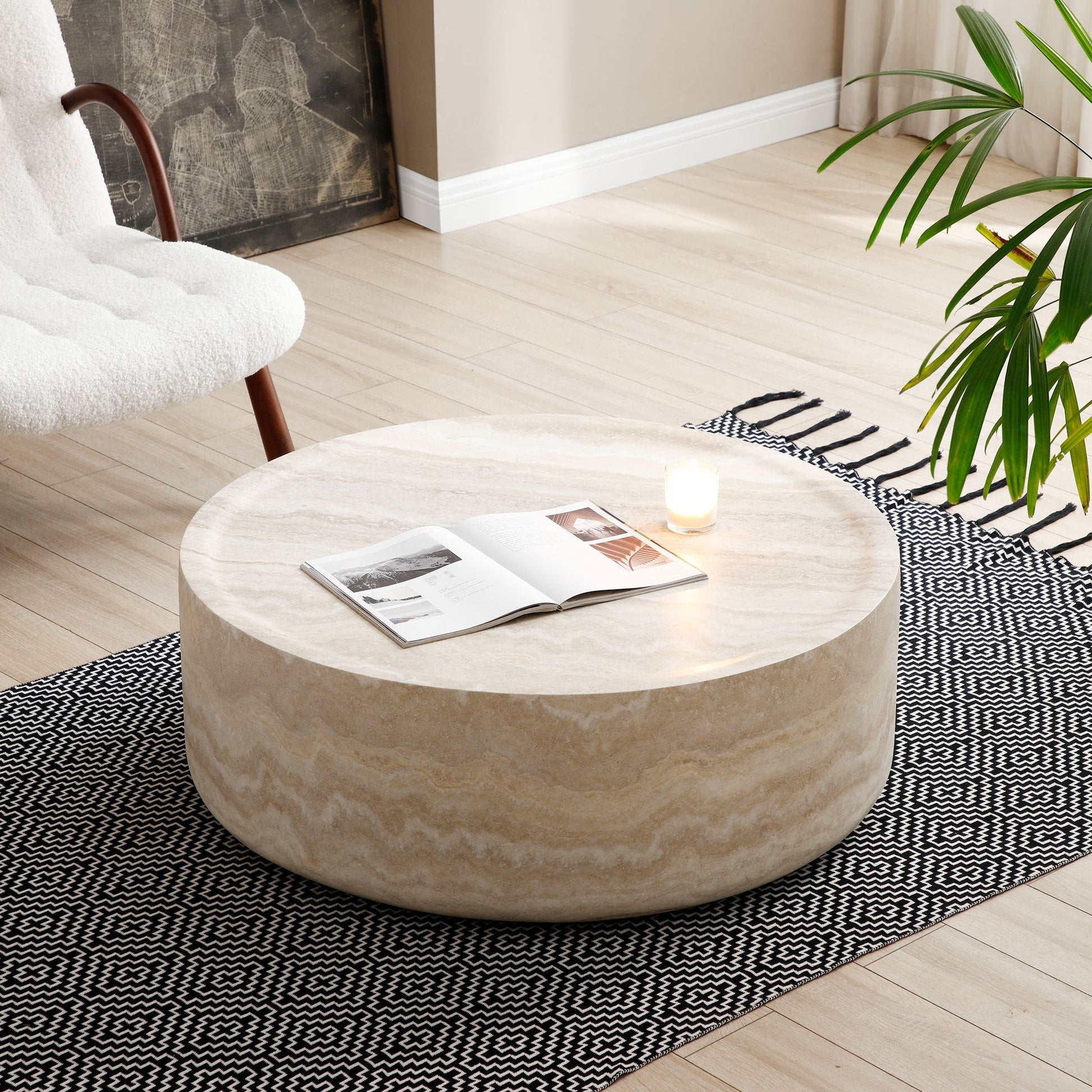 Ianthe 35.43'' Round Faux Marble Coffee Table, Mars Pattern