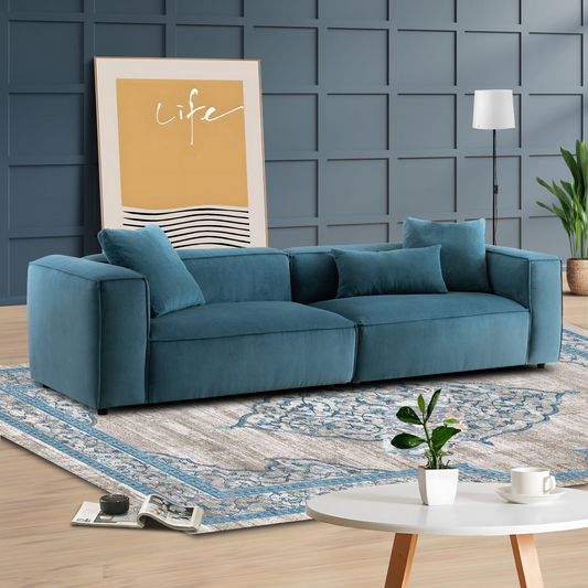 Conner 110" Modern Blue Corduroy Sofa