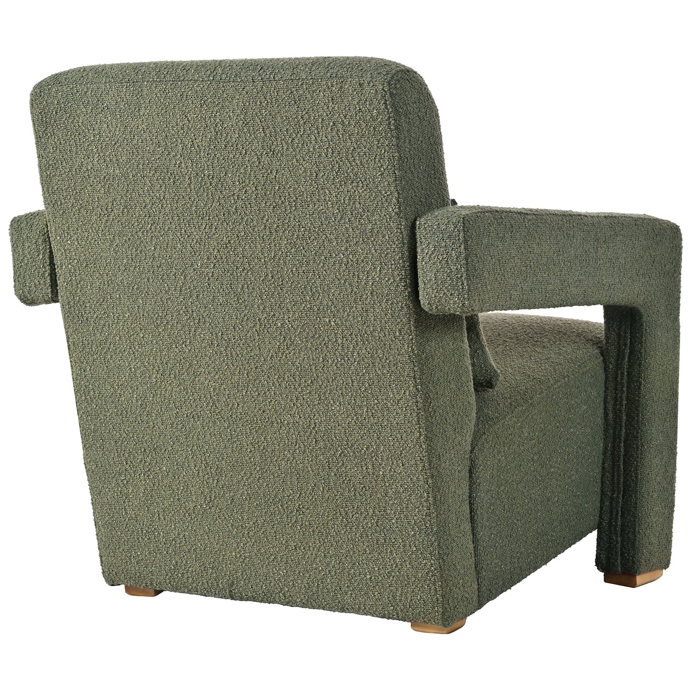 Axel Mid-Century Modern Boucle Arm Chair with Lumbar Pillow, Green