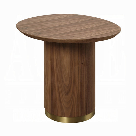 Walnut End Table with Pedestal