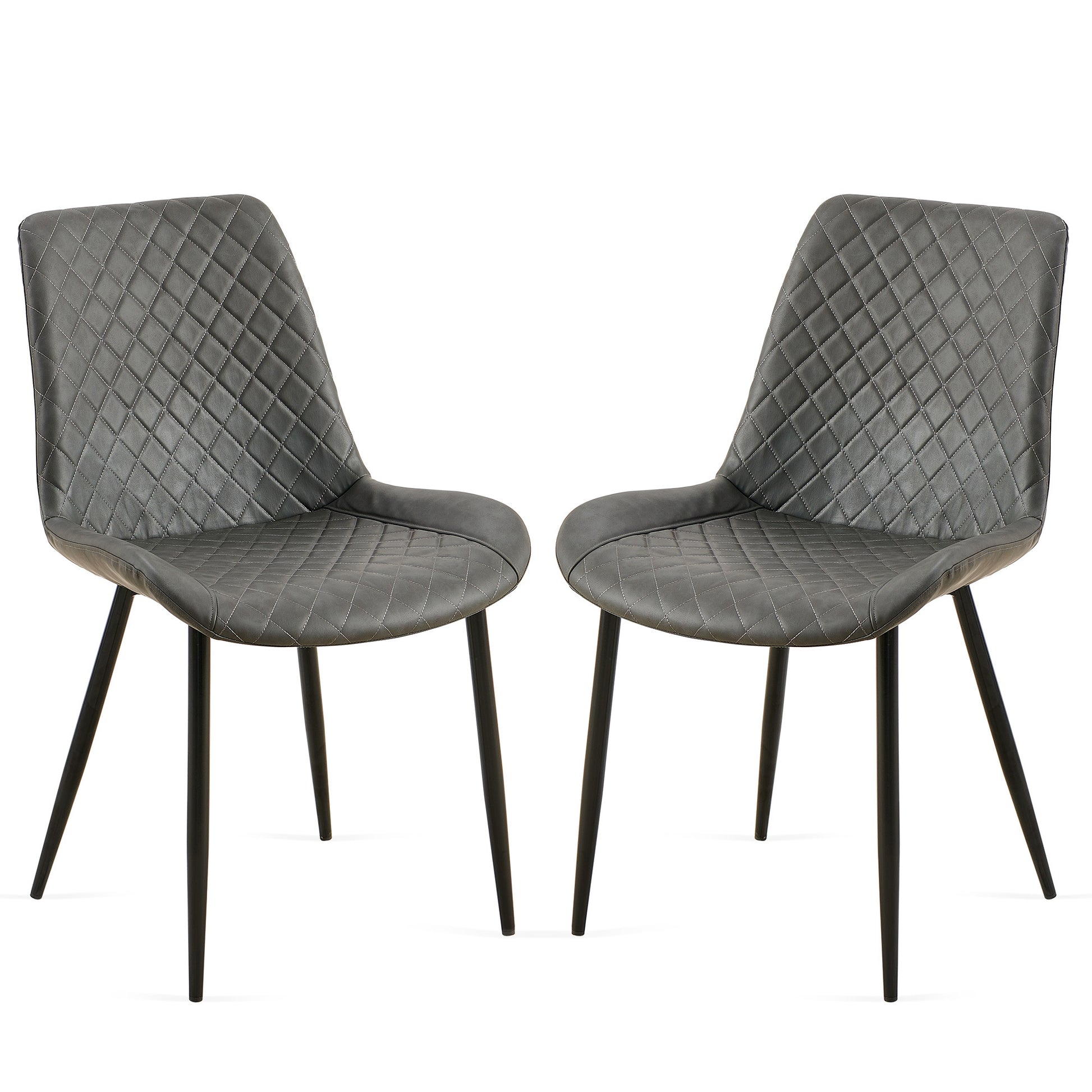 Taryn Mid-Century Modern PU Leather Side Chairs Set of 2 Gray