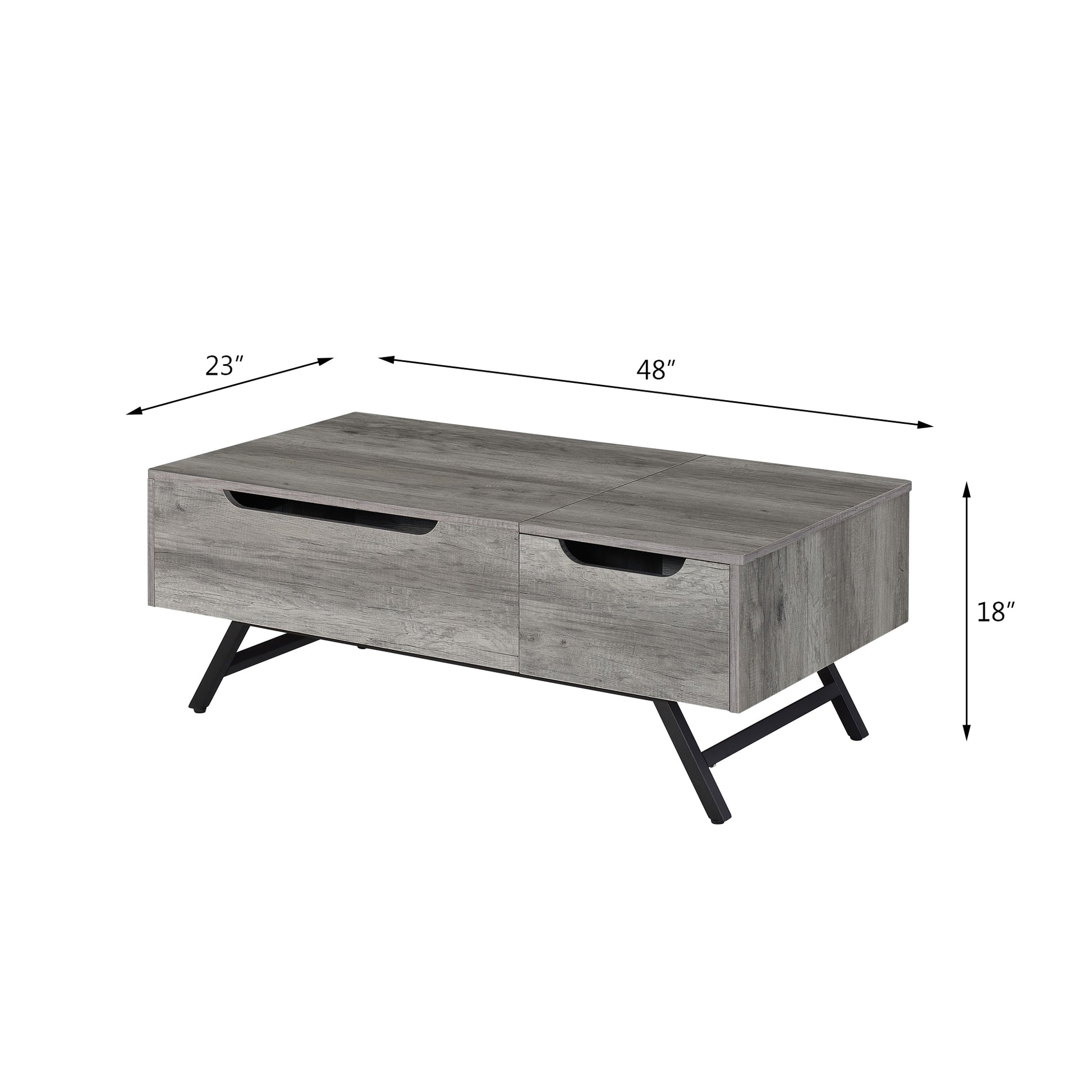 Throm Gray Oak Finish Coffee Table w/ Lift Top