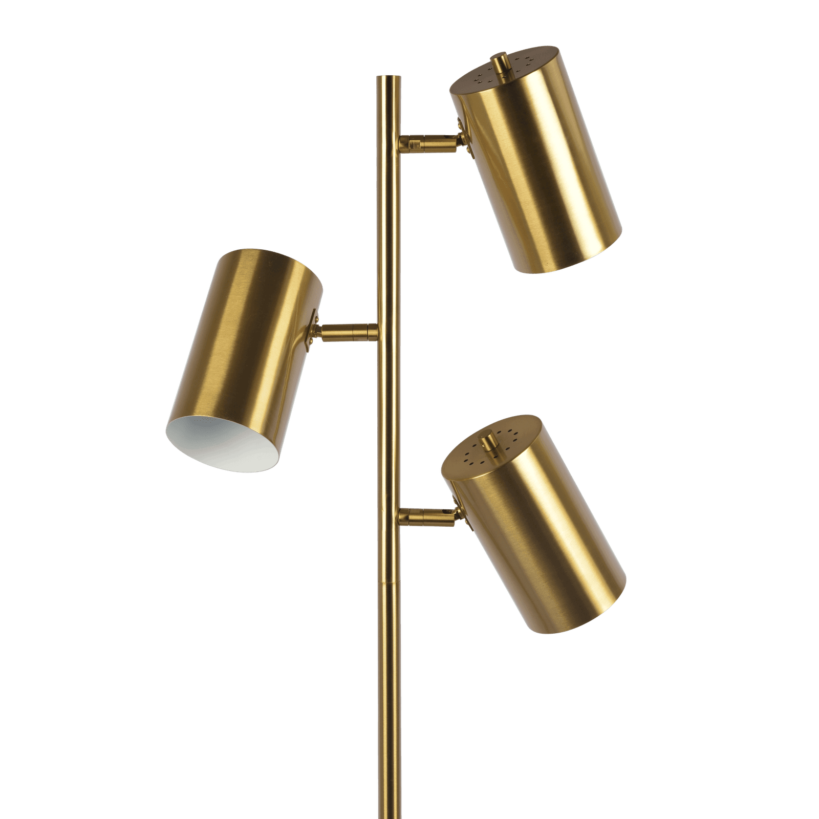 Harmony Brassed Gold Floor Lamp with Rotary Switch Triple Spots Metal Block Base