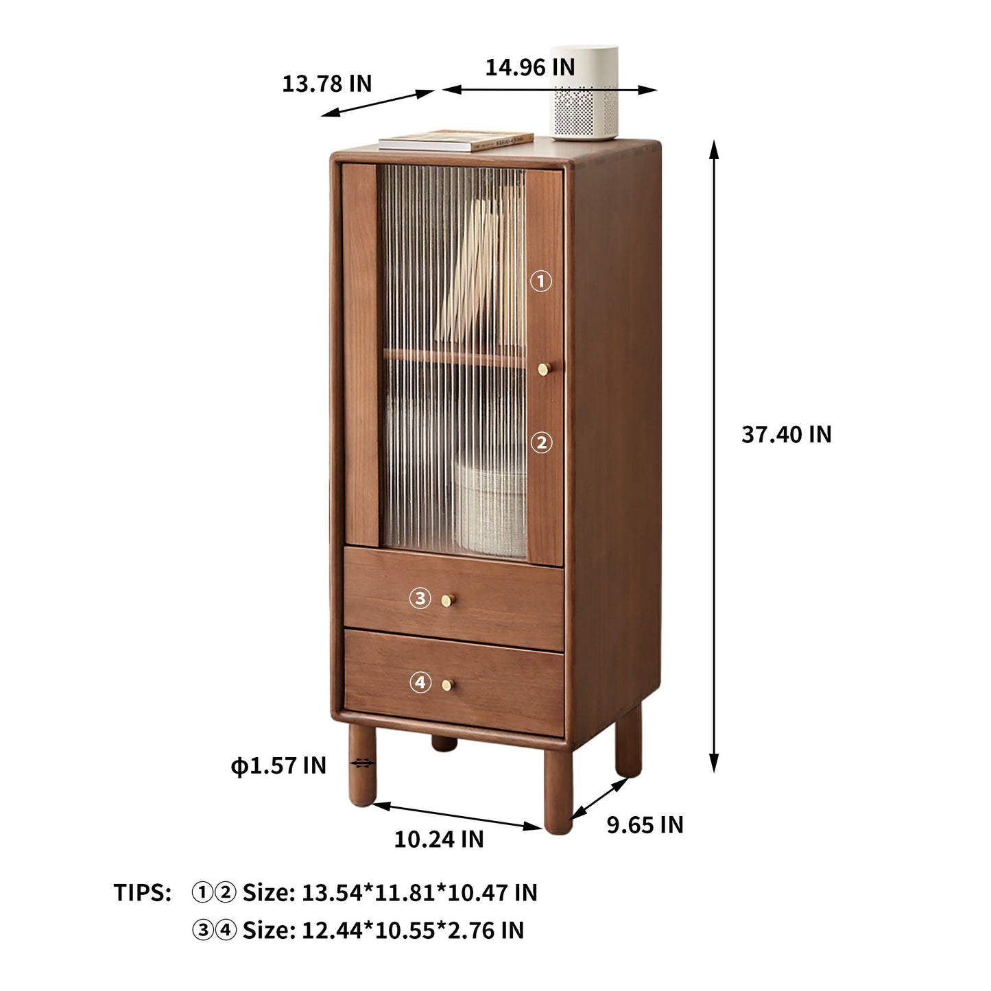 Marsha Mid-Century Modern Accent Cabinet, Walnut