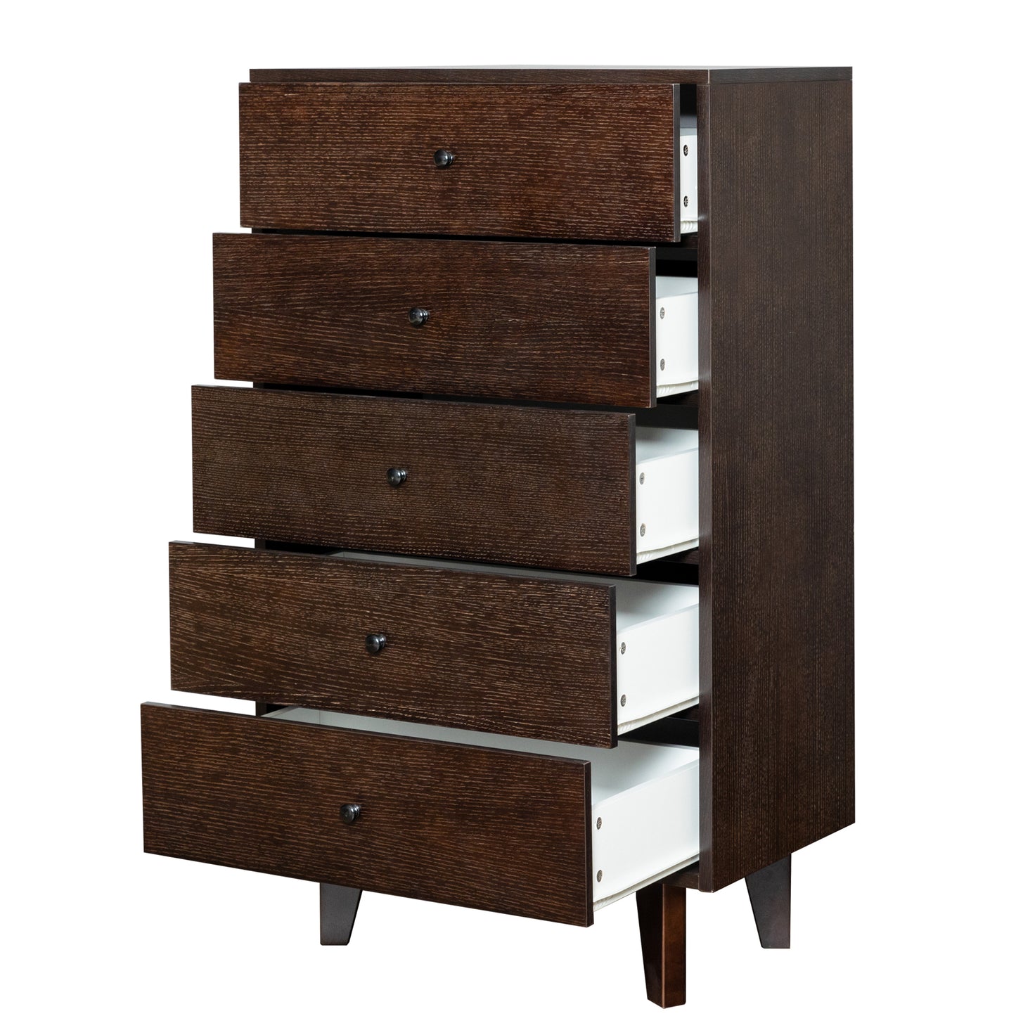 Indie Mid-Century Modern 5-Drawer Chest, Auburn