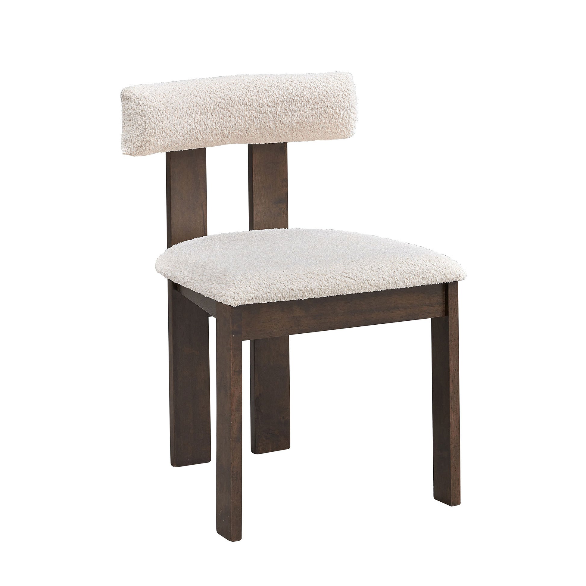 Bernadette Mid-Century Modern Side Chairs with Boucle Upholstery & Solid Wood Frame Set of 2 Brown