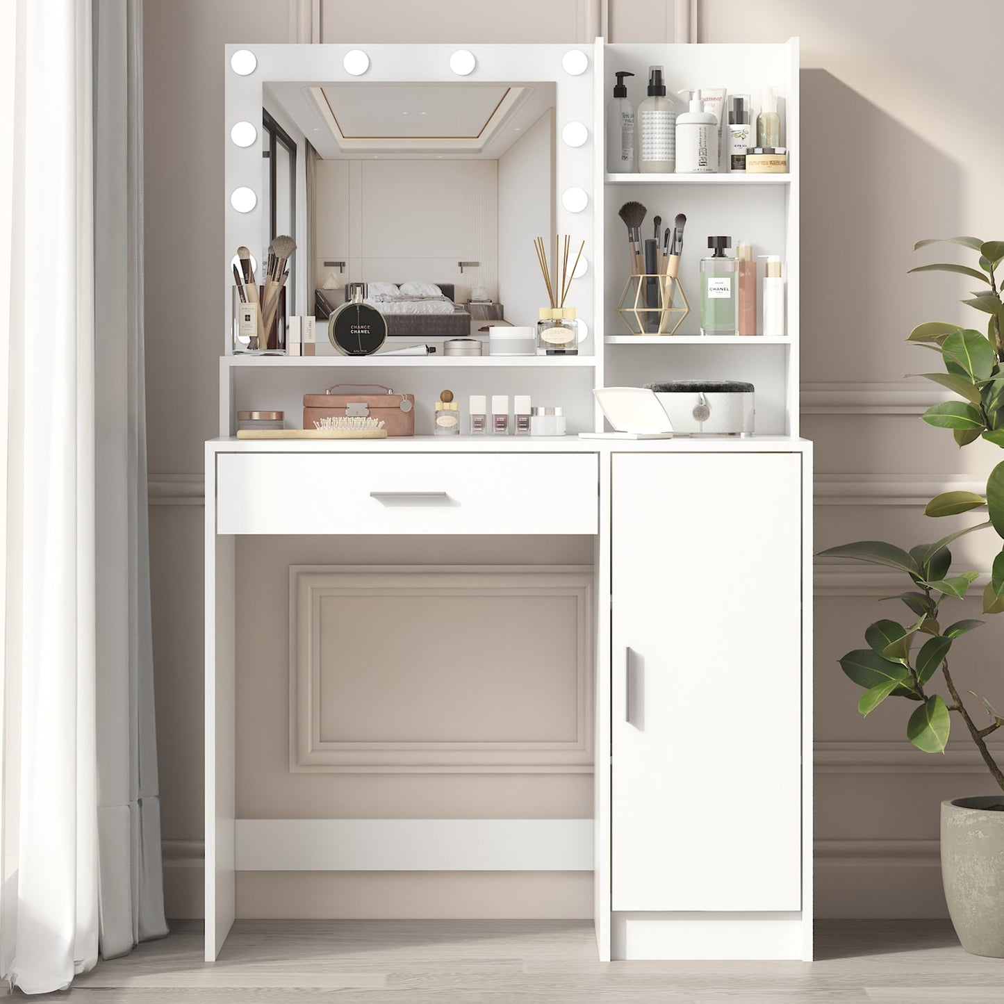 Galadriel Contemporary Bedroom Vanity, White