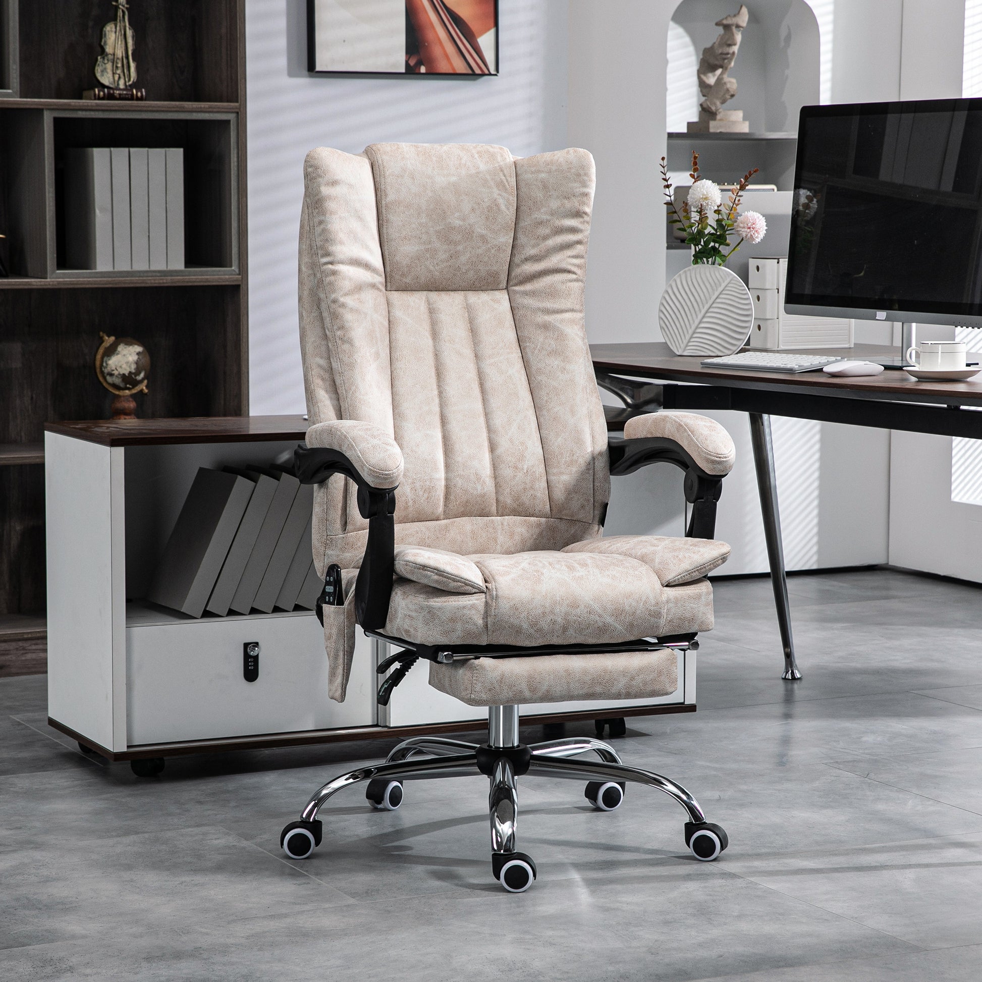 Gwyneth PU Leather Big & Tall Office Chair, Cream