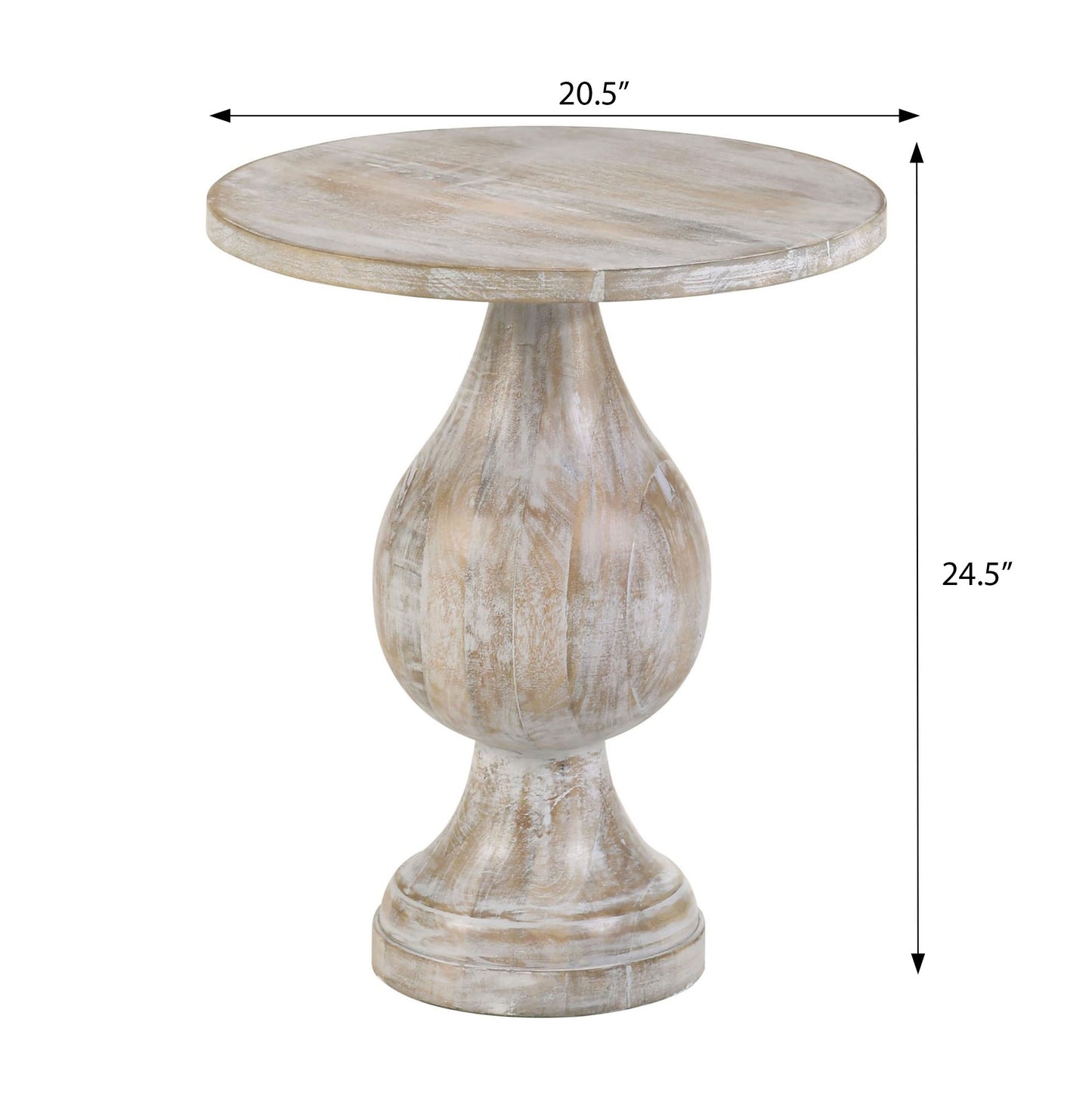 White Washed Pedestal Accent Table