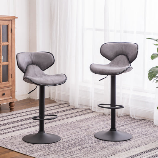 Masaccio Weathered Airlift Adjustable Bar Stools Set of 2 Gray