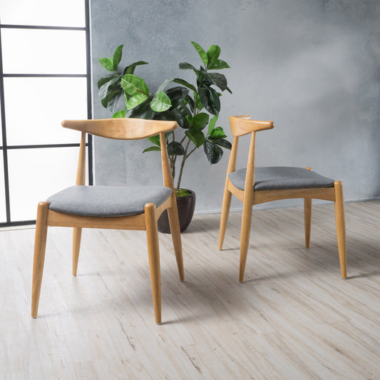 Margarette Mid-Century Modern Side Chairs Set of 2 Natural & Gray