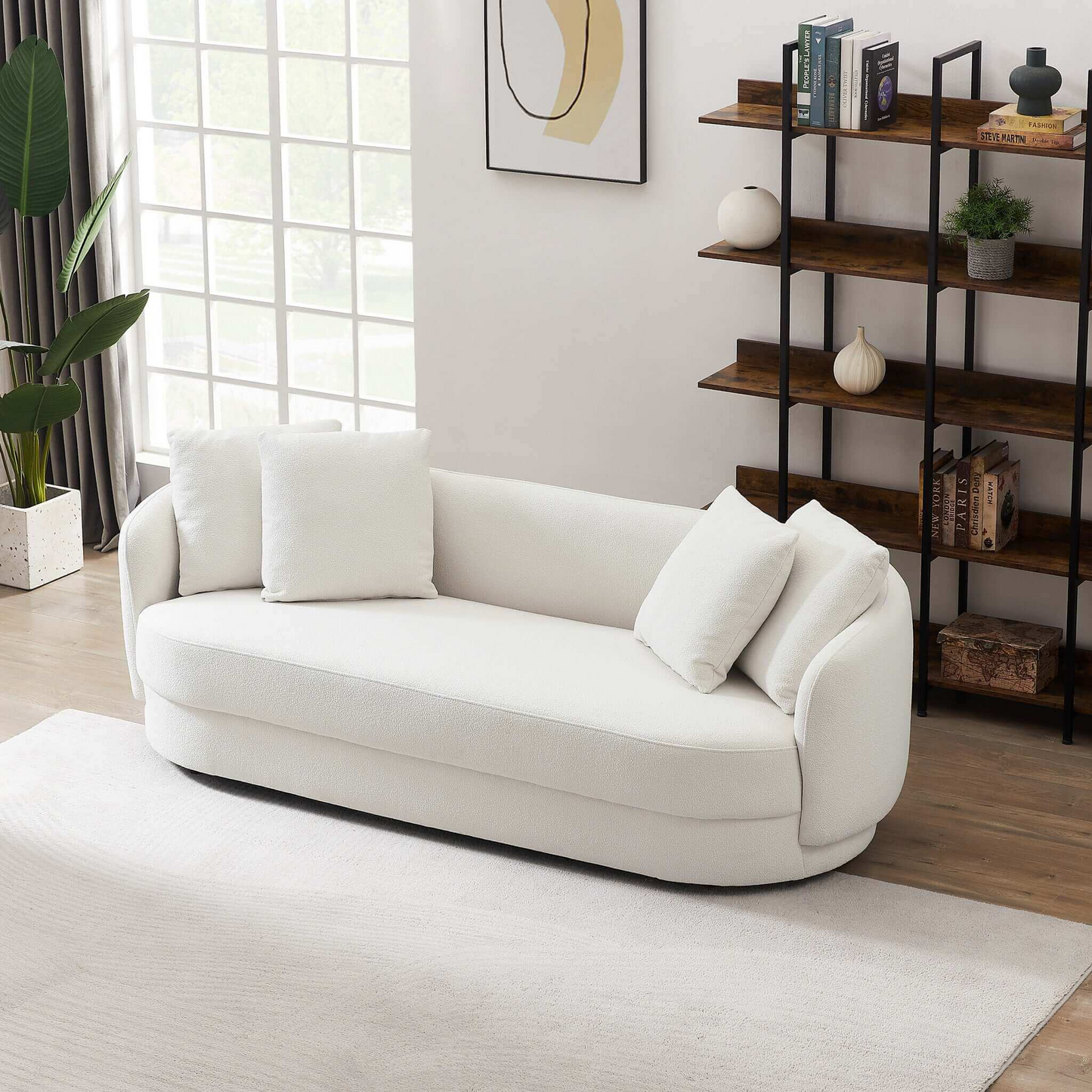 Dylan French Modern Boucle Upholstered Sofa, White