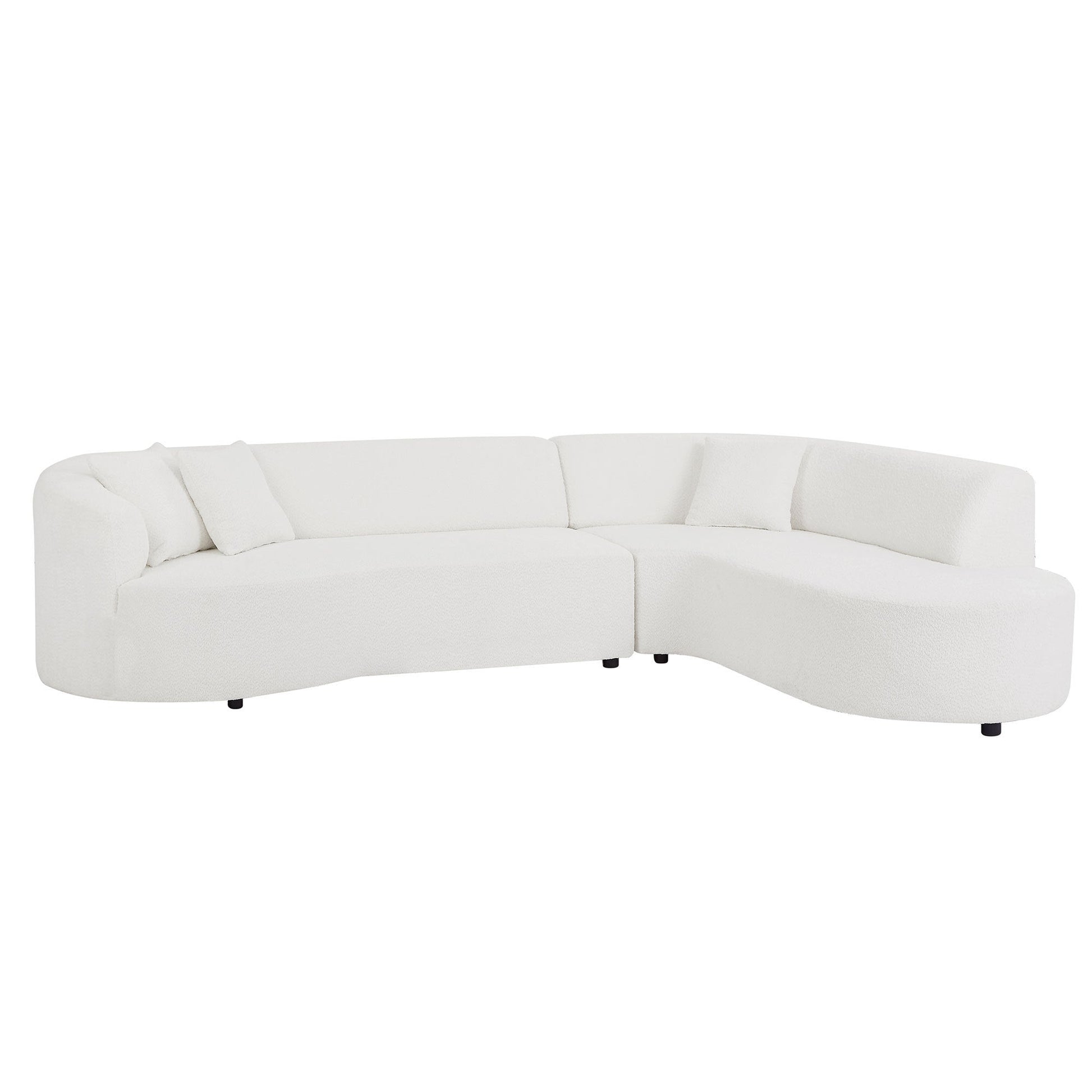 Kassian Modern Curved Sectional in White Boucle Upholstery