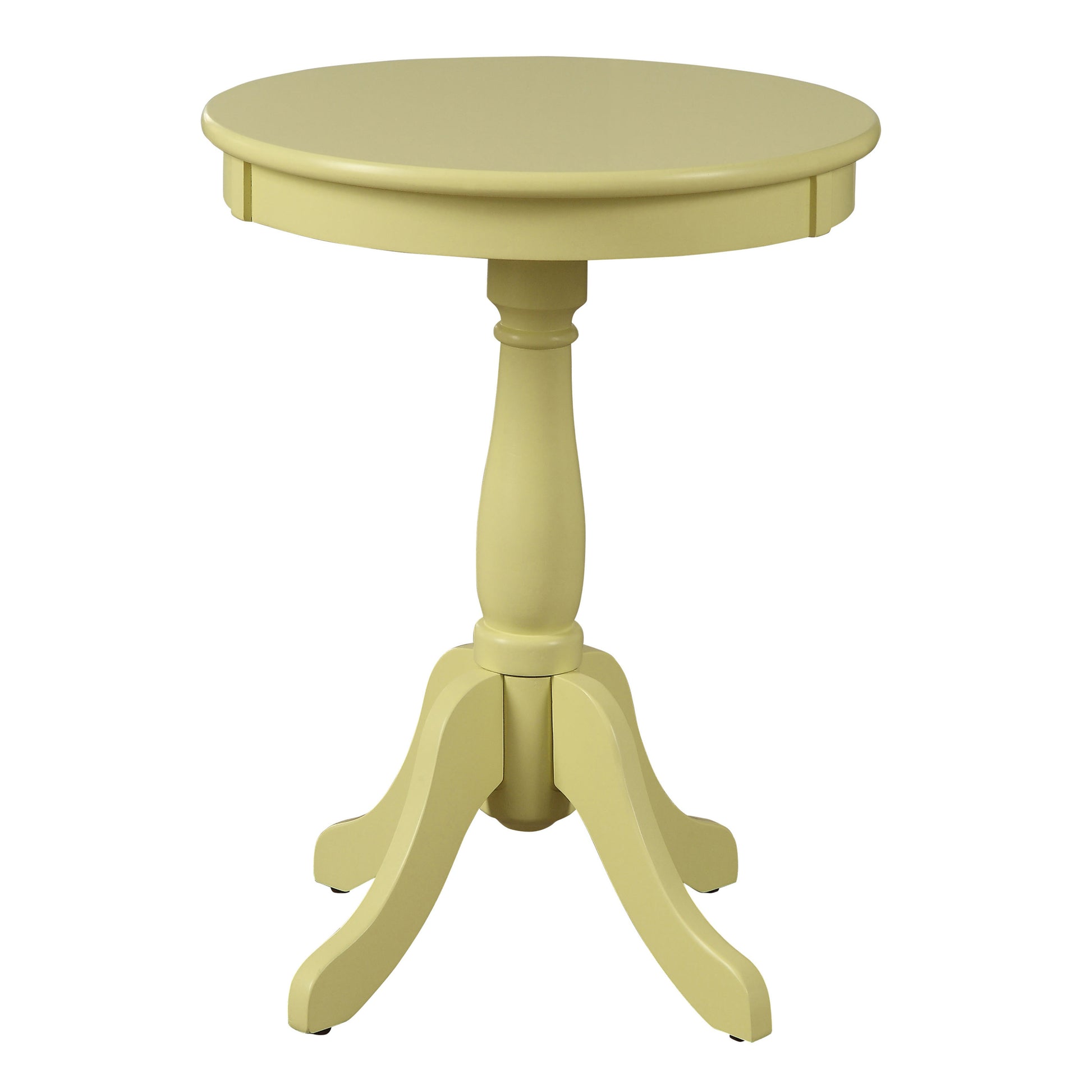 Light Yellow Side Table with Turned Pedestal