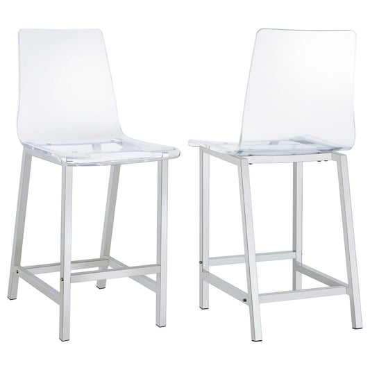 Stella Modern Clear Acrylic and Chrome Counter Height Stools Set of 2