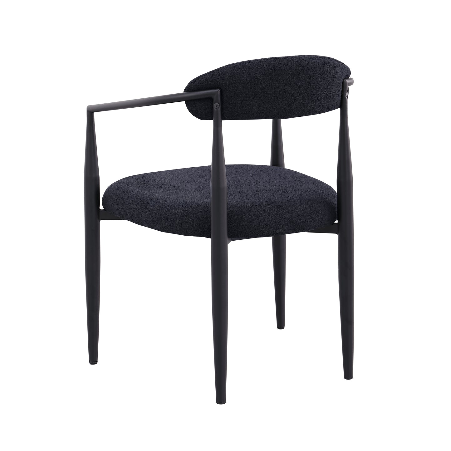 Amos Mid-Century Modern Dining Chairs with Iron Frame Set of 2 Black