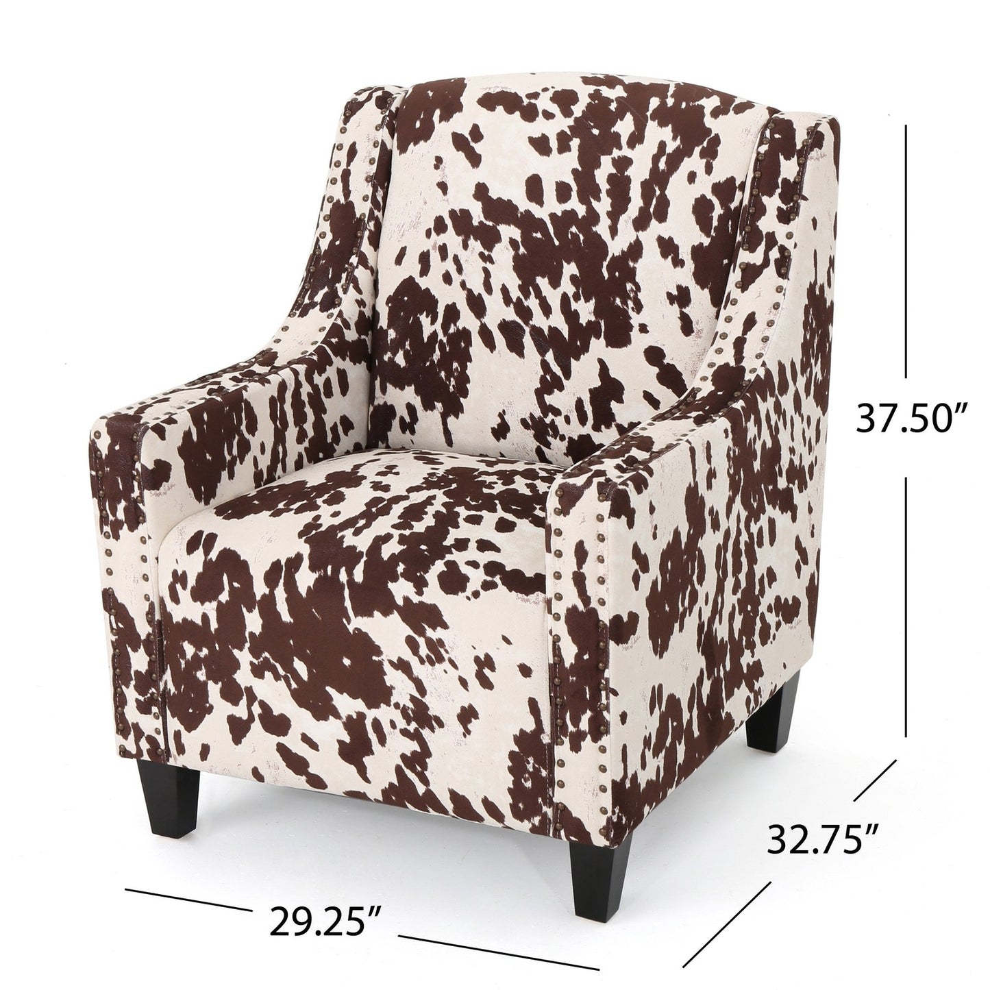 Ranger Velvet Studded Cow Pattern Arm Chair