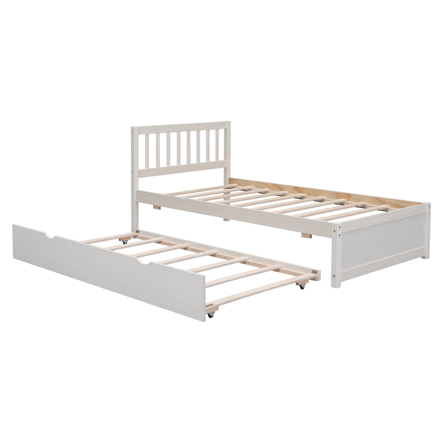 Ellis Wooden Twin Size Platform Bed Frame with Trundle