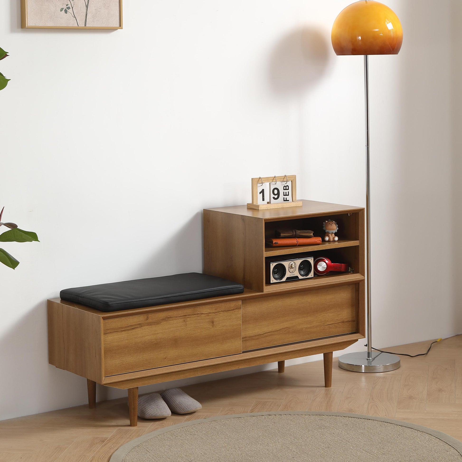 Misha Mid-Century Modern Storage Bench