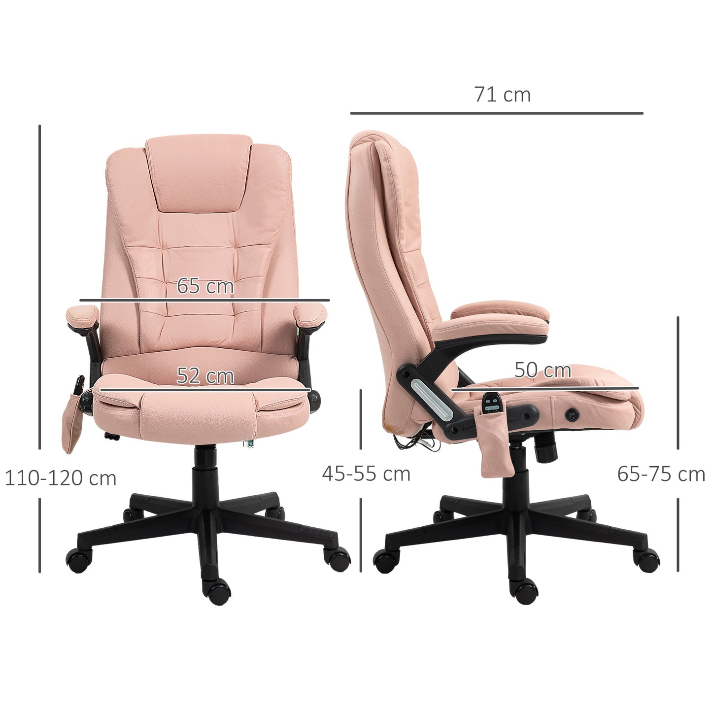 Elvina High Back Executive Office Chair with Massage & Head, Pink