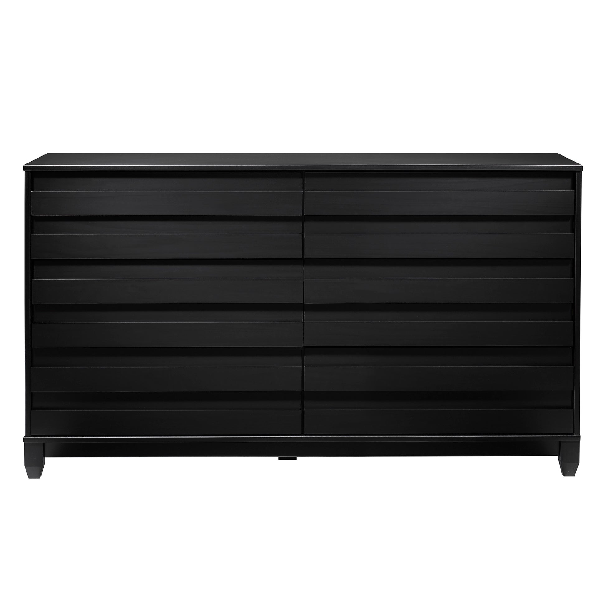 Agnes Modern 6-Drawer Solid Wood Dresser with Channel Pulls - Black