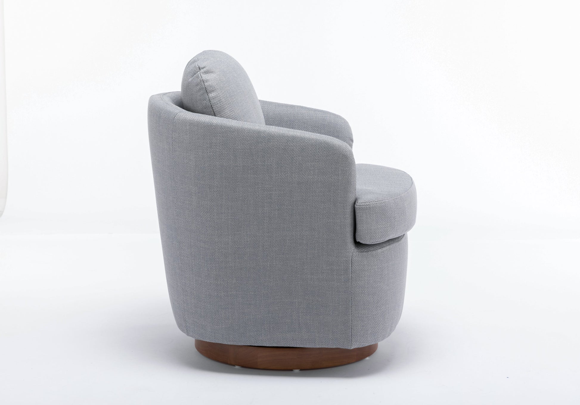 Barley Linen Swivel Accent Chair with Wooden Base - Gray