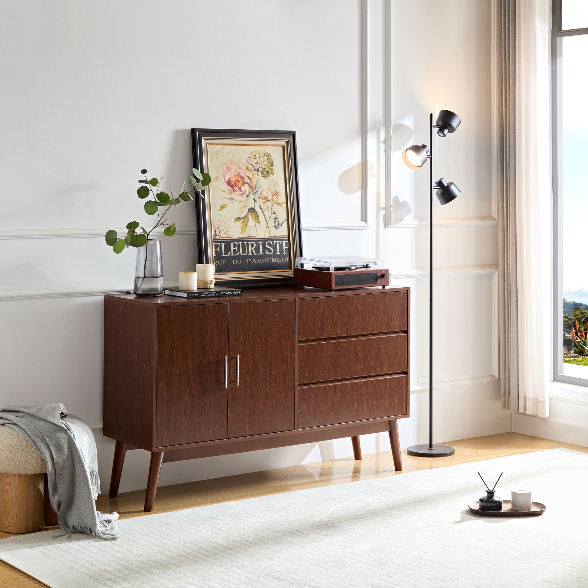 Sadie Mid-Century Modern Cabinet in Walnut