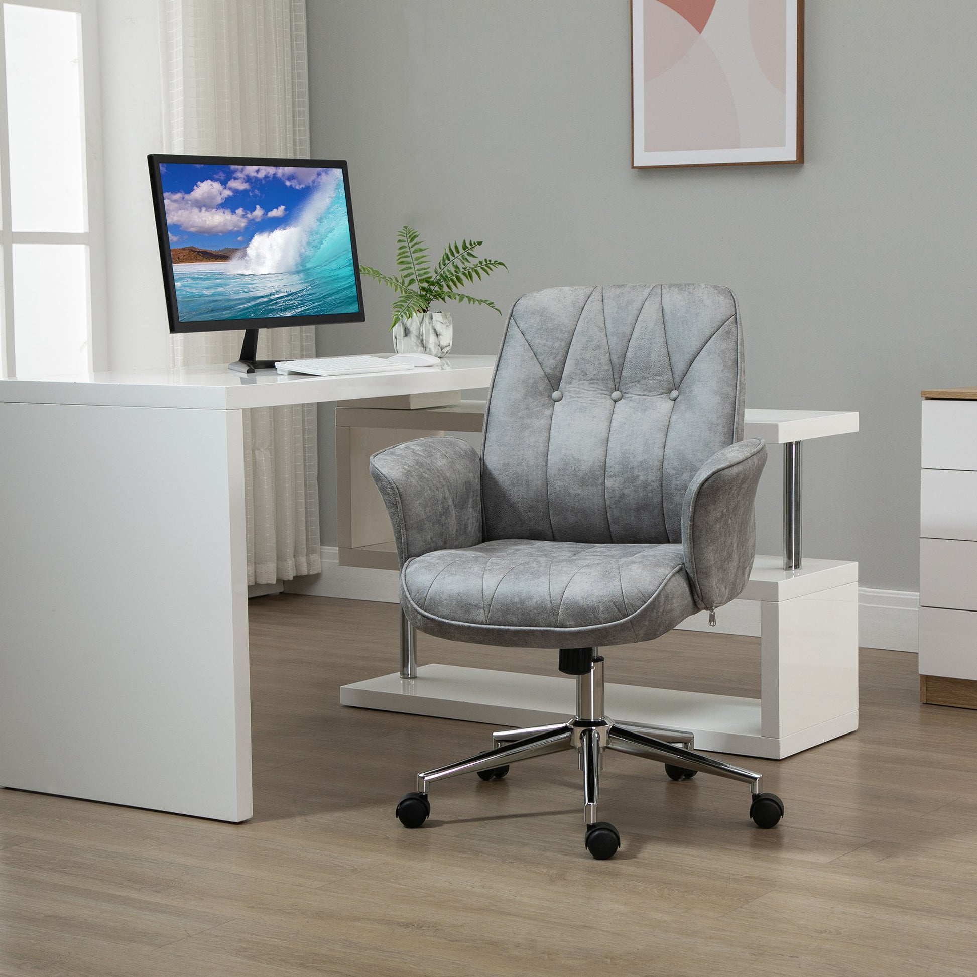 Mandalay Microfiber Office Chair, Light Gray