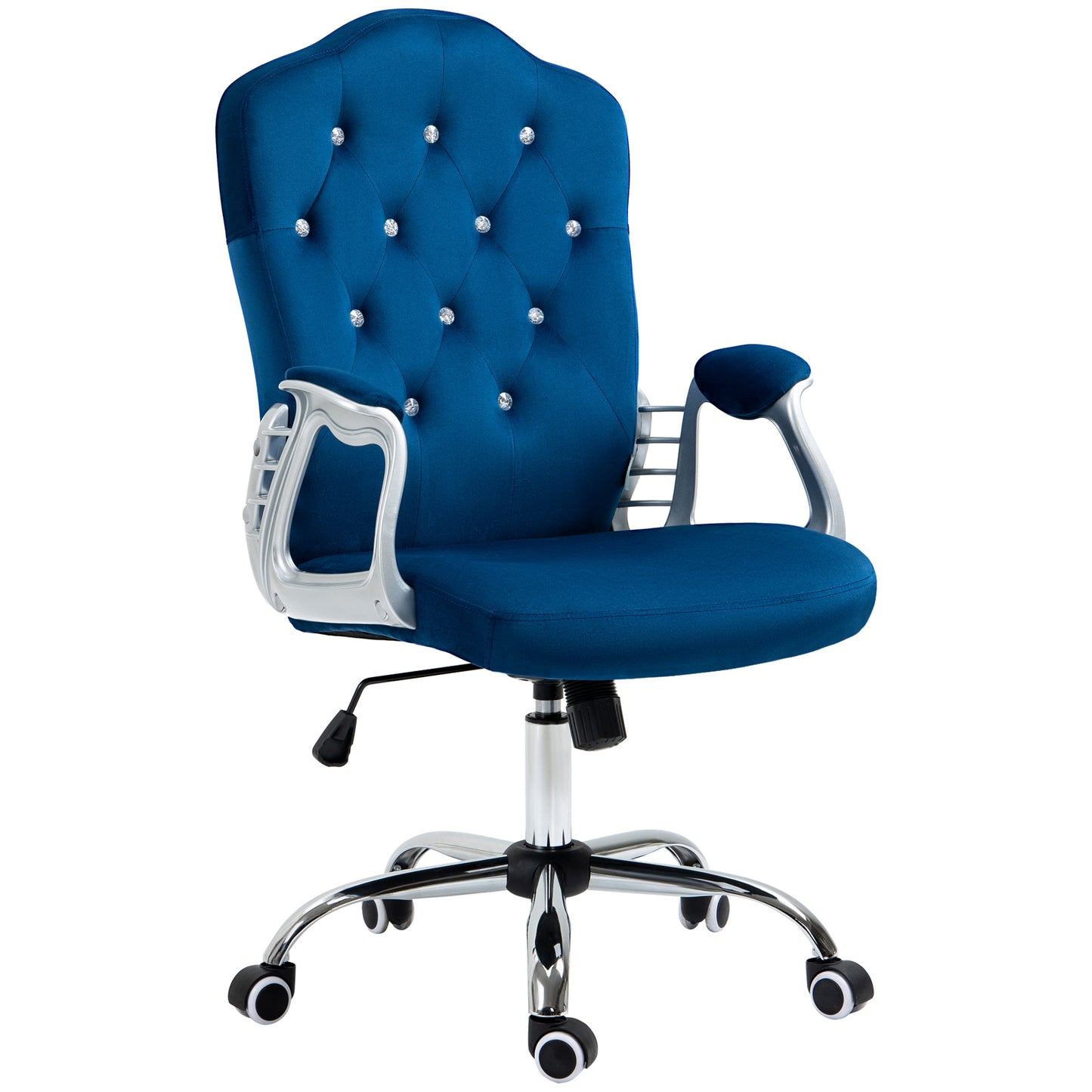 Uvelia Velvet Button Tufted Office Chair, Blue