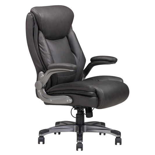 Traditional Gray Leather Executive Office Chair