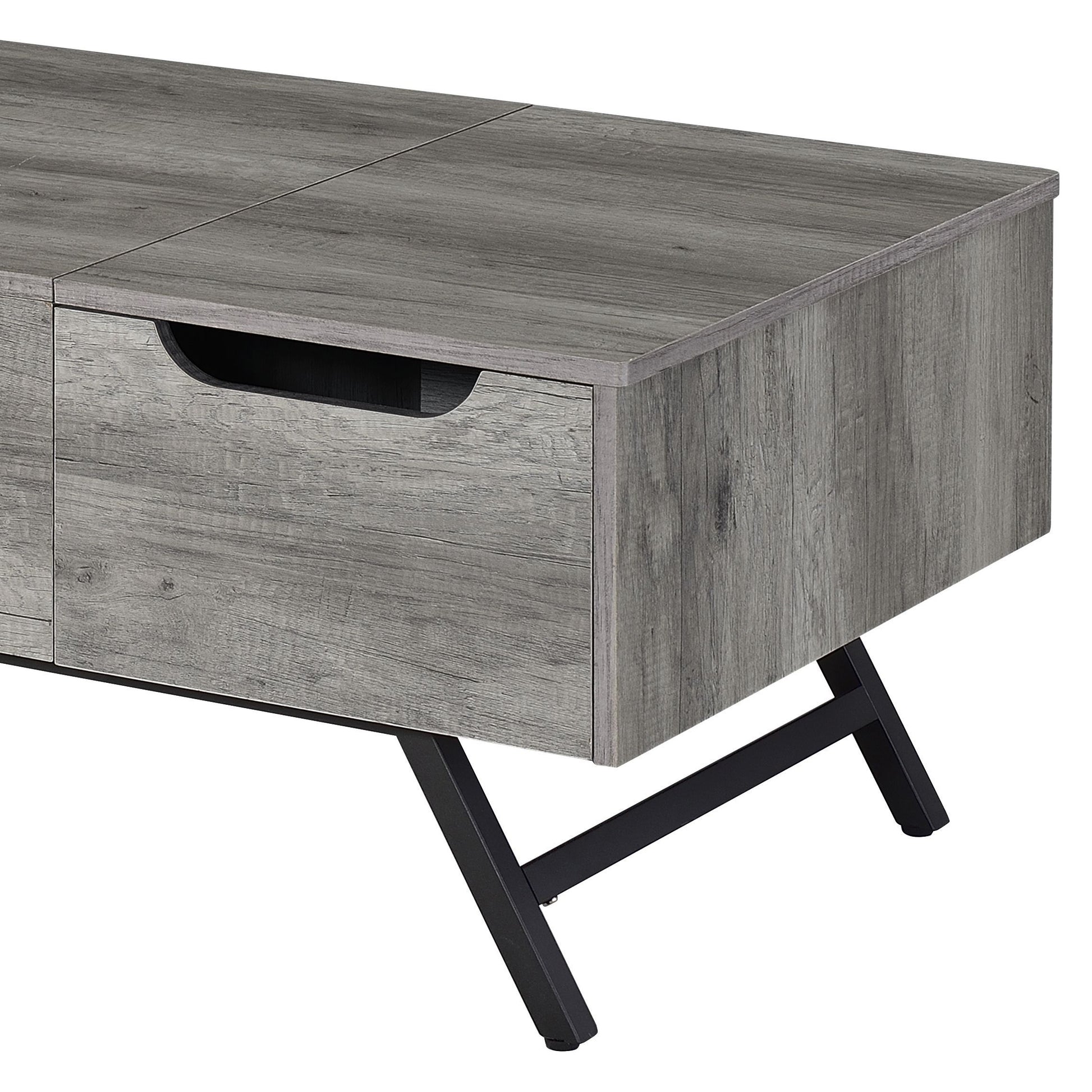 Throm Gray Oak Finish Coffee Table w/ Lift Top