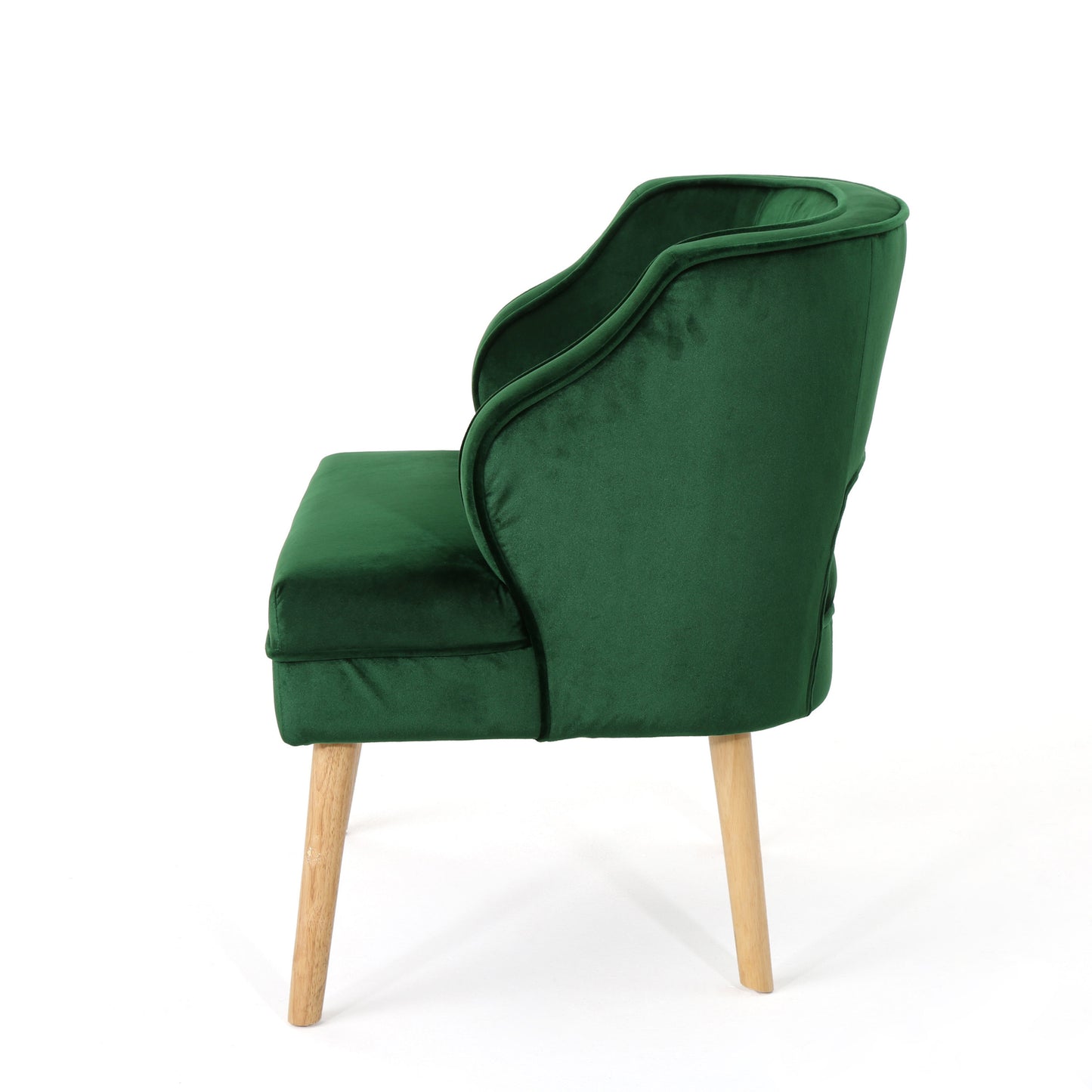 Wren Mid-Century Modern Emerald Green Velvet Tufted Accent Chair