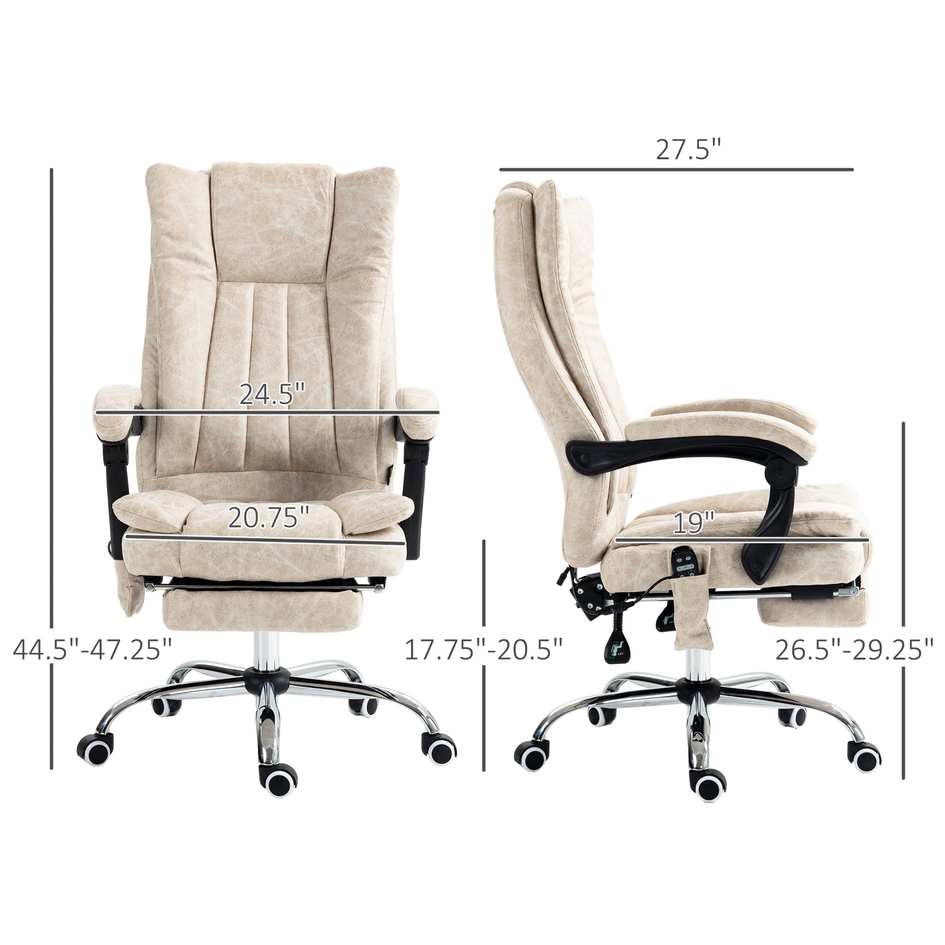 Gwyneth PU Leather Big & Tall Office Chair, Cream