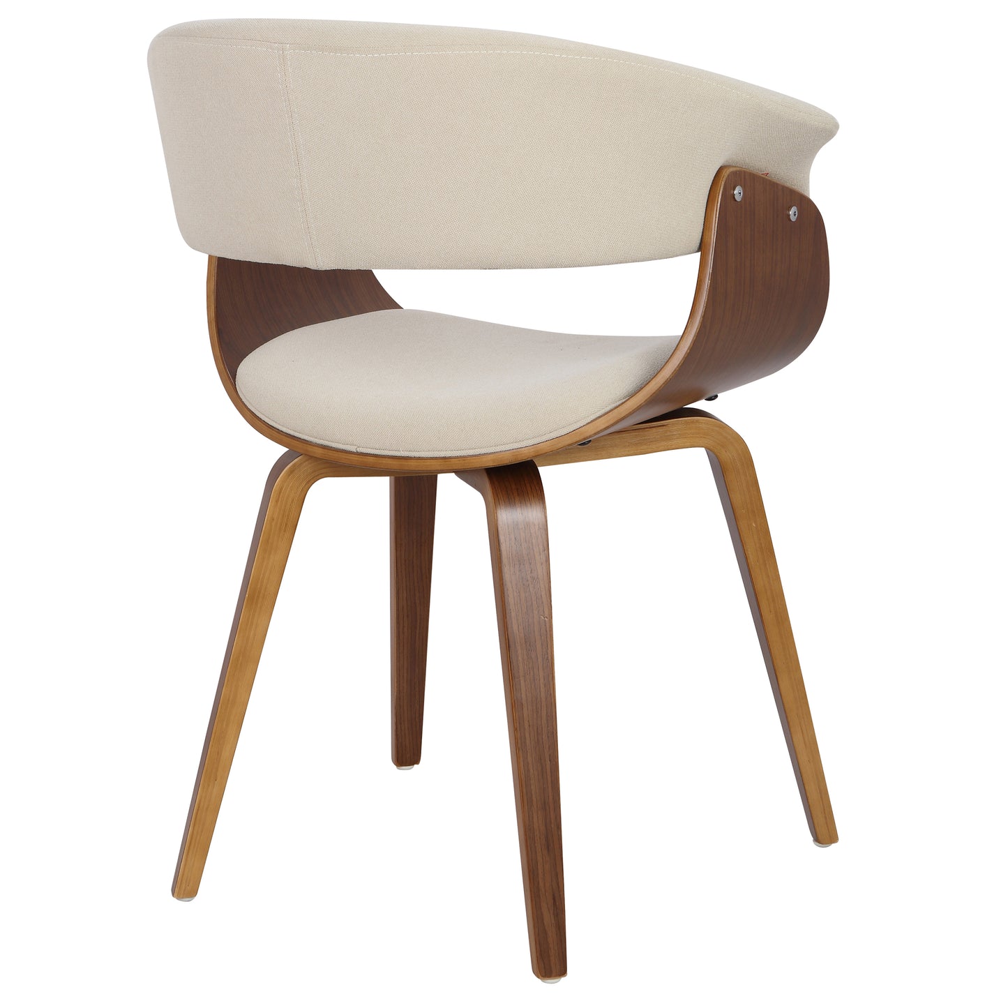 Weston Mid-Century Modern Side Chairs with Walnut Frame Set of 2 , Cream