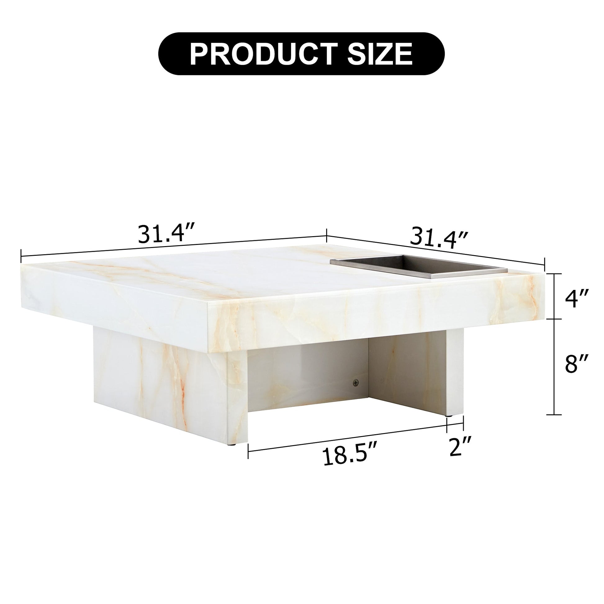 Pinter Modern Faux Marble Coffee Table in White