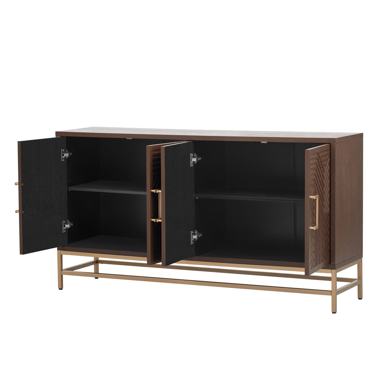 Nixie Mid-Century Modern Cabinet with Gold Legs, Espresso