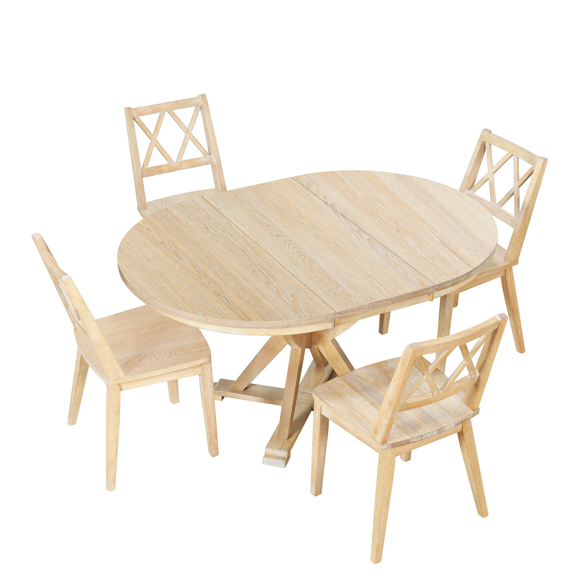 Franklin Mid-Century Modern Oval Dining Set with Cross Back Chairs, Natural