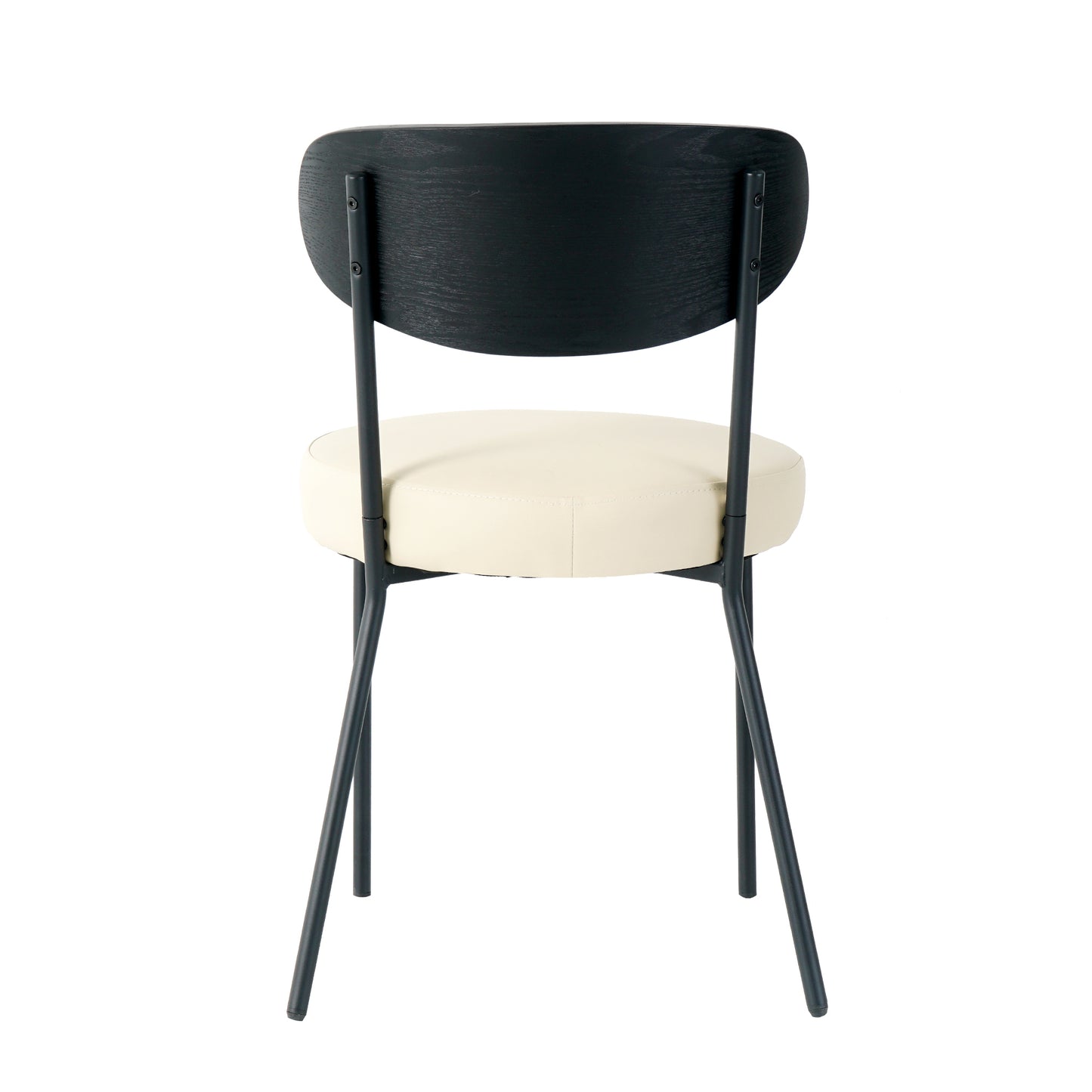 Cleo Modern Cream PU Leather & Black Side Chairs Set of 2