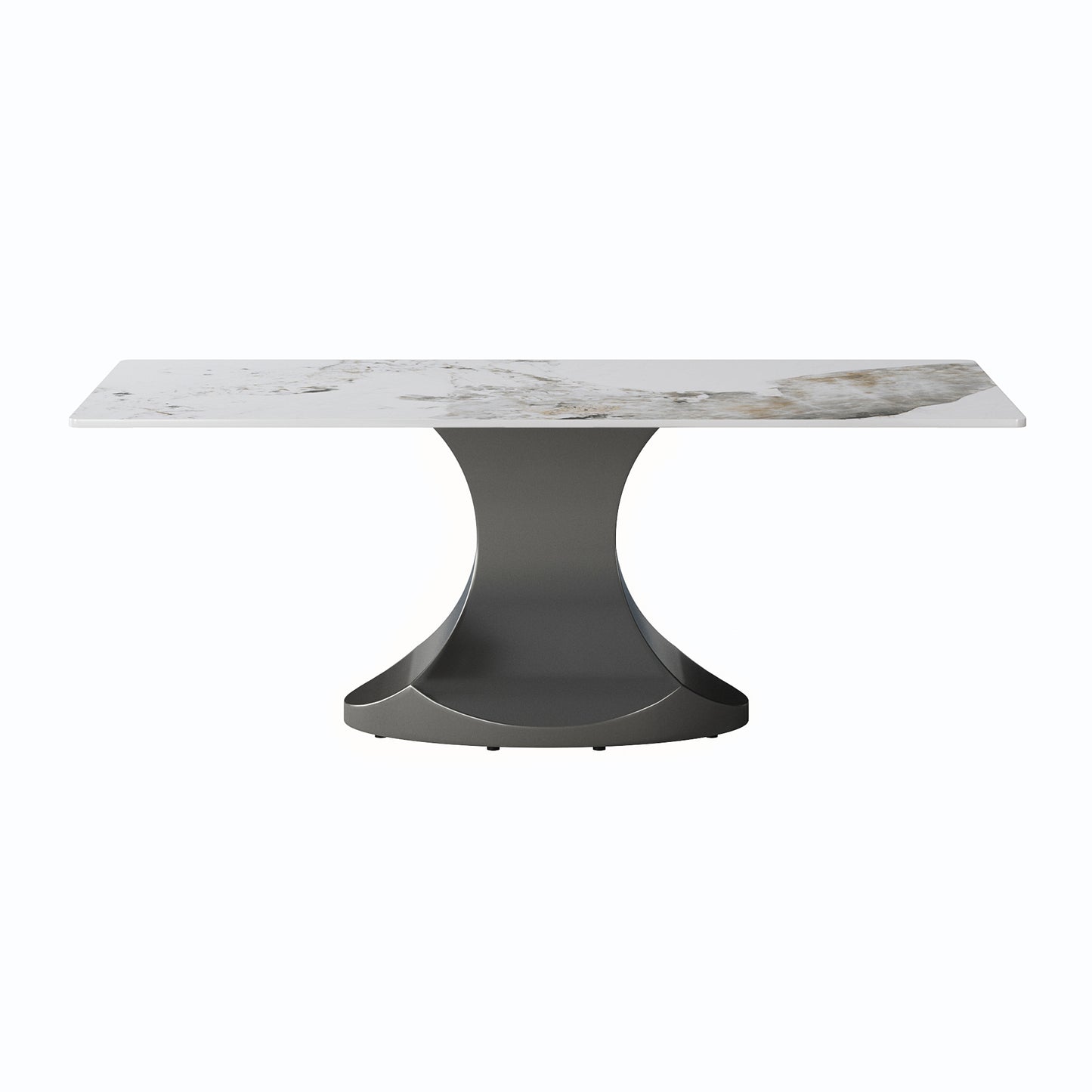 Calypso 78" Modern Faux Marble Dining Table, White & Black