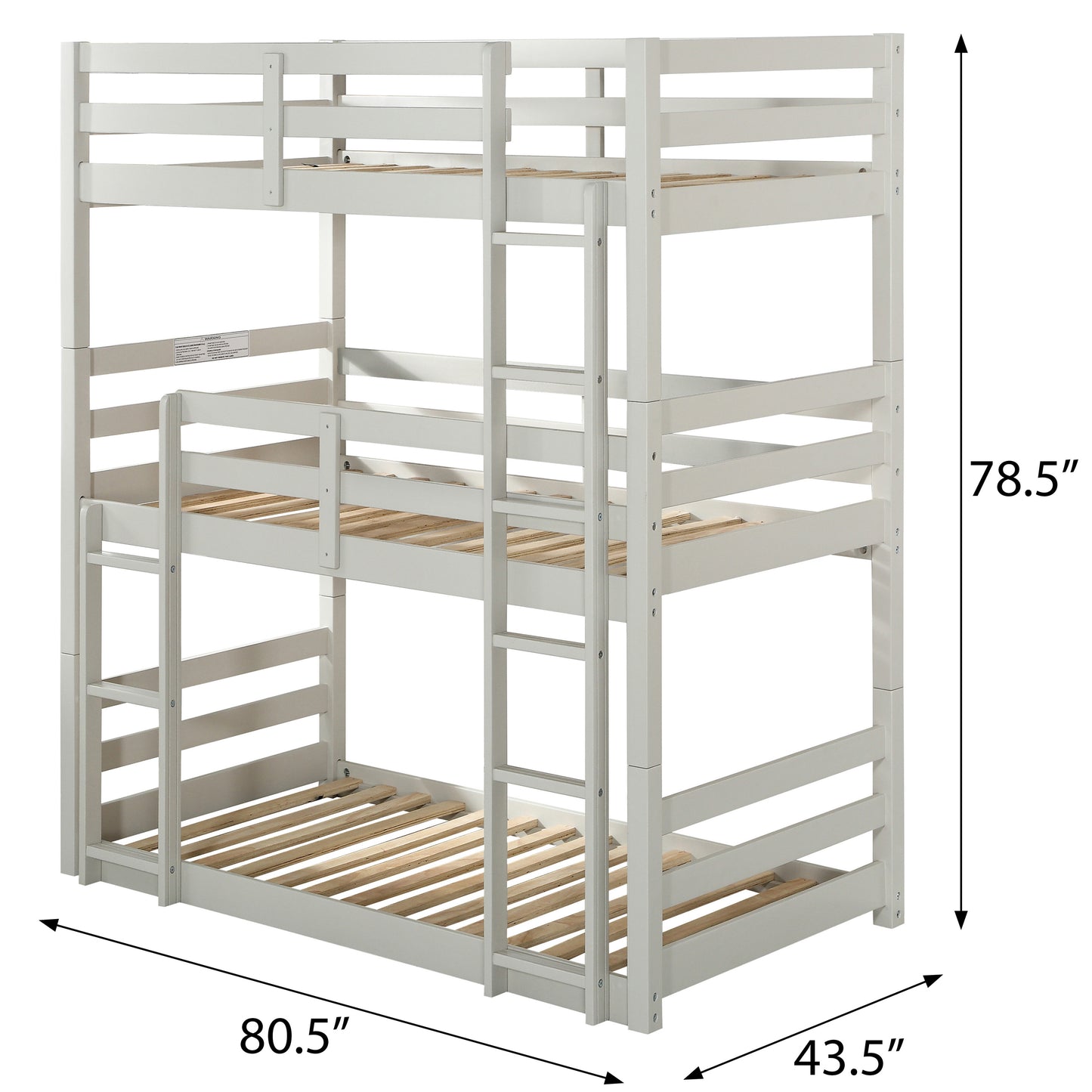 Acme Light Grey Wooden Twin Triple Bunk Bed