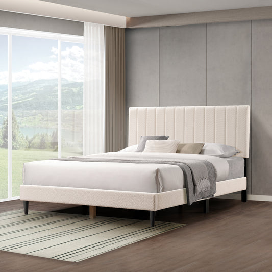 Rina Dove Tufted Upholstered Platform Bed - Pearl White - Queen