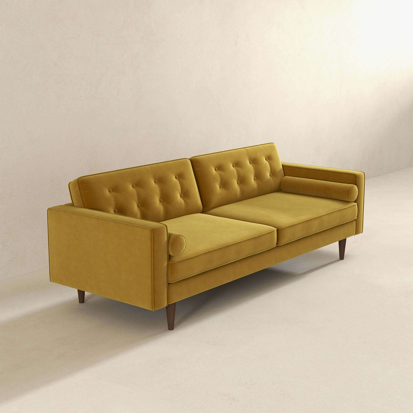 Casey Mid-Century Modern Velvet Tufted Sofa, Gold