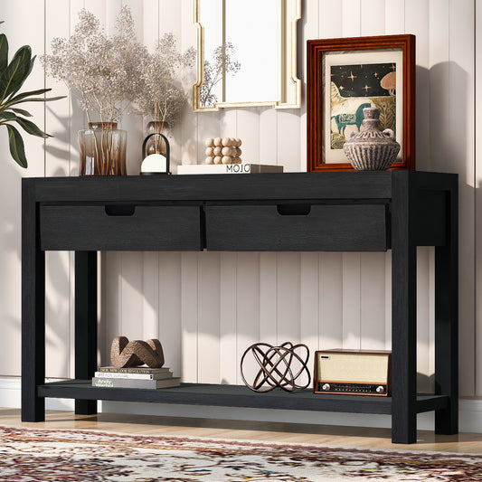 Rowan Transitional 2-Drawer Console Table, Black