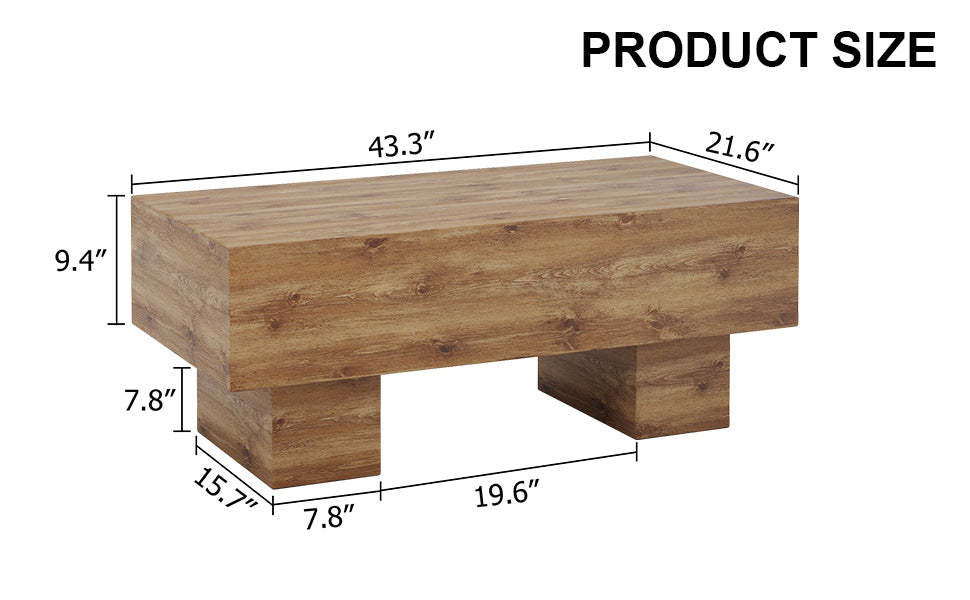 Darth Modern Rectangular Coffee Table with Chunky Legs