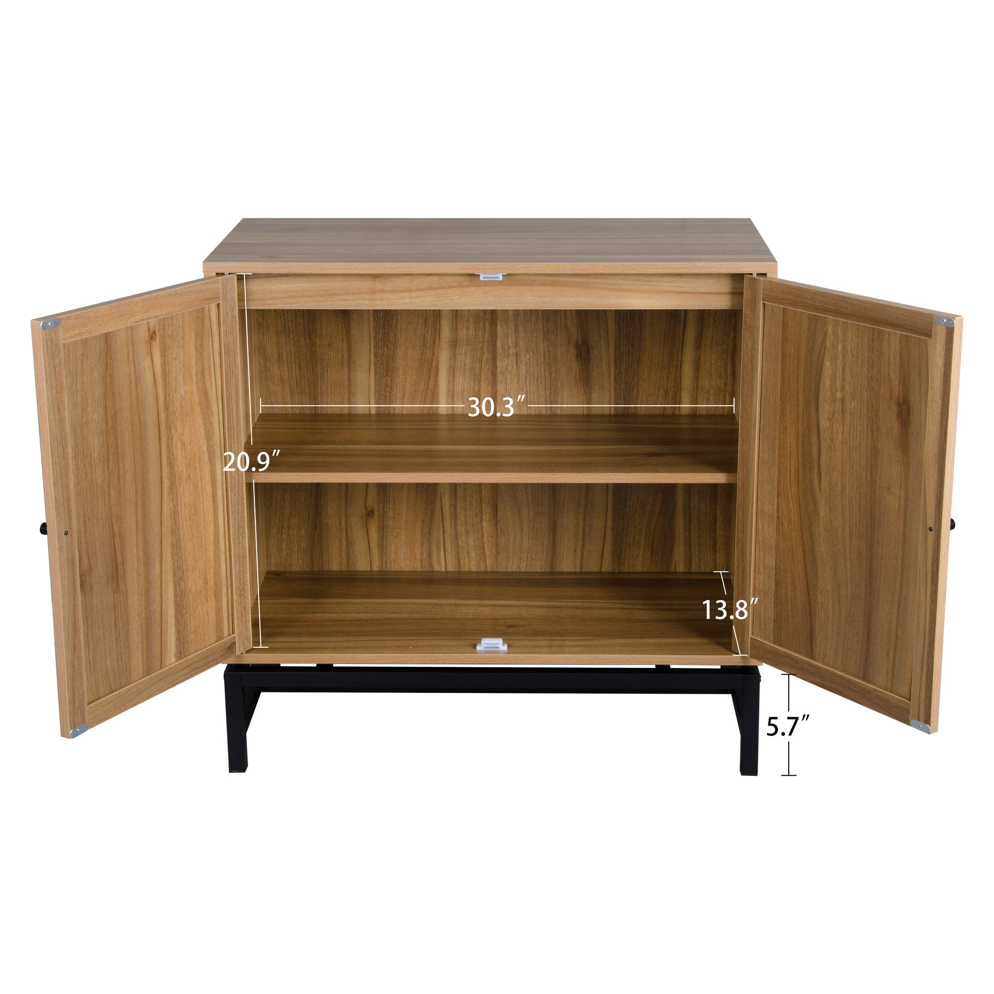 Allen Walnut Finish Accent Cabinets with Rattan Front