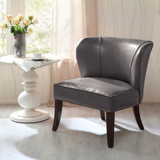 Royce Faux Leather Modern Armless Accent Chair